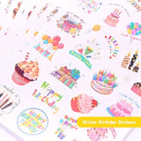 Birthday Stickers,Glitter Happy Birthday Stickers For Kids Adults,Self-Adhesive Scrapbook Birthday Sticker Bulk For Birthday Party Envelope Card Gift Wrapping Birthday Supply(270Pcs/10Sheet)