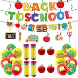 Back to School Decorations Set, Banner, Balloons, Swirls, Apple, Pencil Decor
