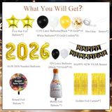 New Year 2026 Balloon Kit Banner Foil Balloons Fringe Curtain Party Decor