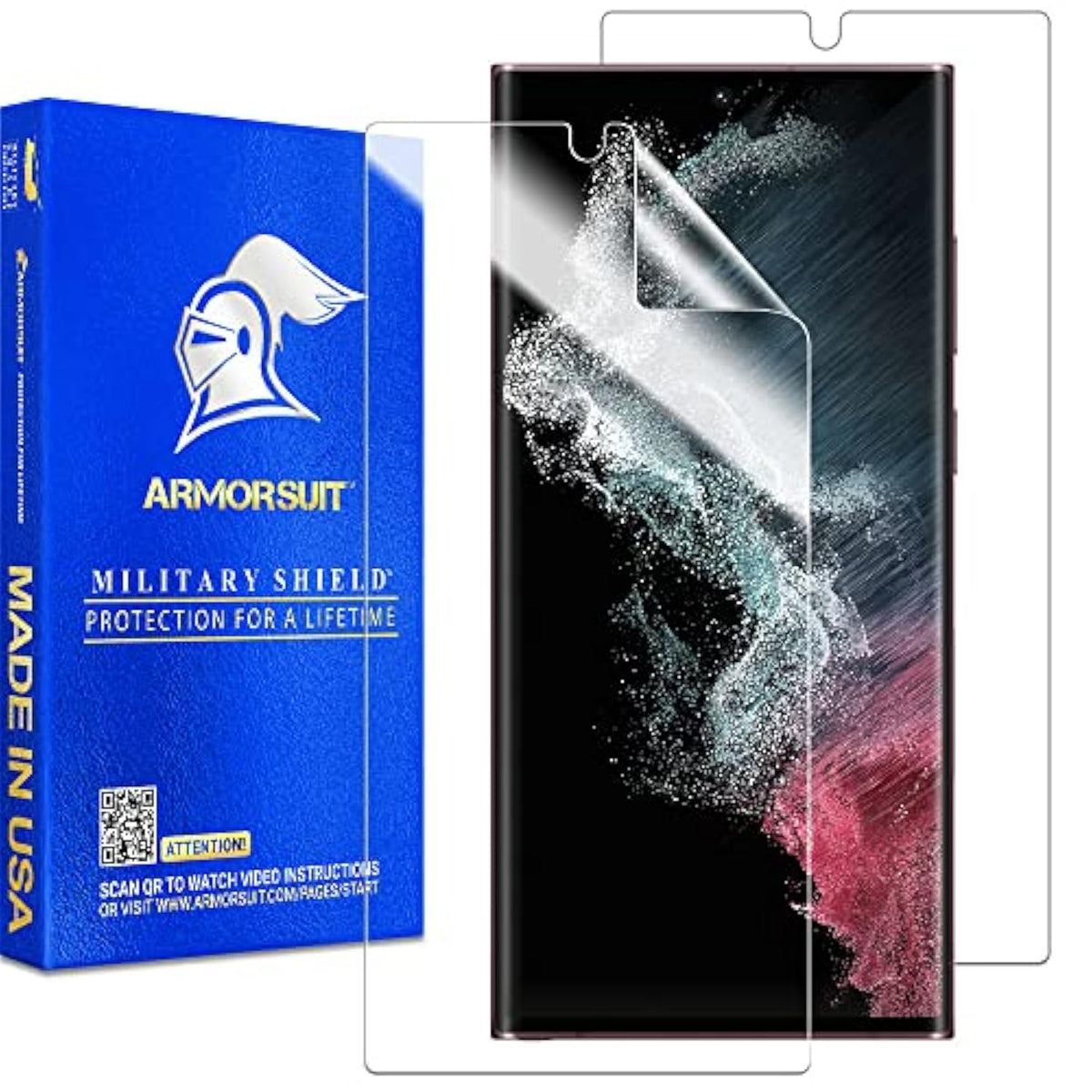 ArmorSuit [2 Pack] MilitaryShield Screen Protector Designed for Samsung Galaxy S22 Ultra 6.8" Case Friendly (2022 Release) Anti-Bubble HD Clear Film - Made in USA