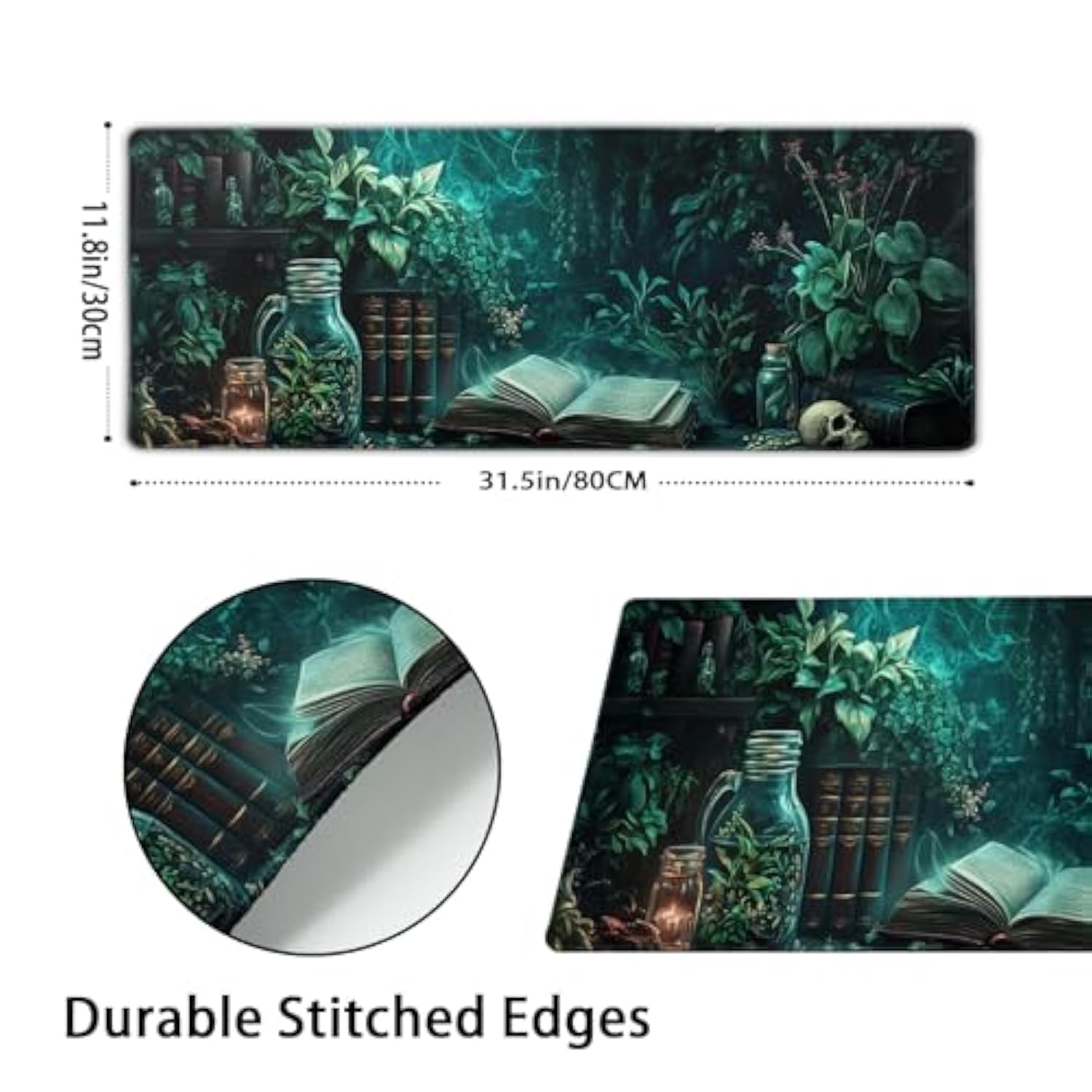 Dark Academia Mouse Pad Gothic Plant Extended Desk Mat Spooky Witchy Large Xl Mousepad Non-Slip Rubber Base Stitched Edge Long Keyboard Pad For Desk Gaming Laptop Desktop 31.5X11.8 Inch