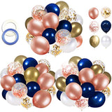 68pcs Navy Blue & Rose Gold Confetti Balloons with Ribbon for Parties Showers