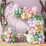Pastel Balloon Arch Kit, Rainbow Balloon Garland Kit With Pastel Pink Mint Green Orange Purple Balloons Metallic Gold Latex Balloons For Baby Shower Wedding Spring Birthday Party Decorations