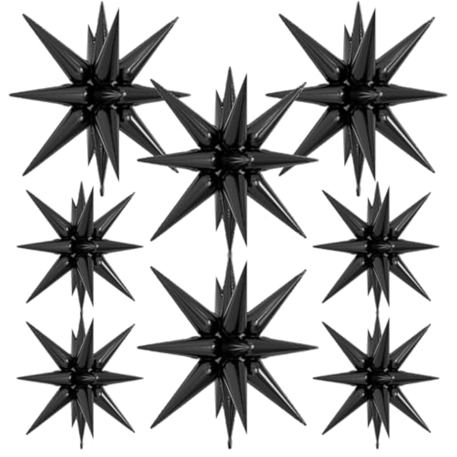 8pcs Black Star Balloons 22 Inch Foil 4D Spike Mylar Balloons for Party Decorations