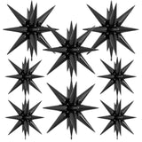 8pcs Black Star Balloons 22 Inch Foil 4D Spike Mylar Balloons for Party Decorations