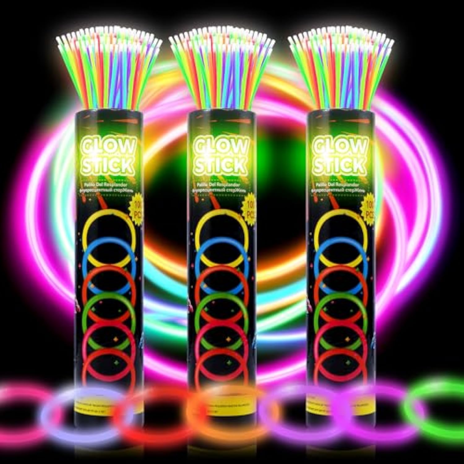 300 Ultra Glow Sticks Bulk Party Pack?8" Neon Glowsticks Easter Party Favors?Glow Sticks For Kids?Halloween Glow In The Dark Party Supplies Pack?With Bracelets And Necklaces