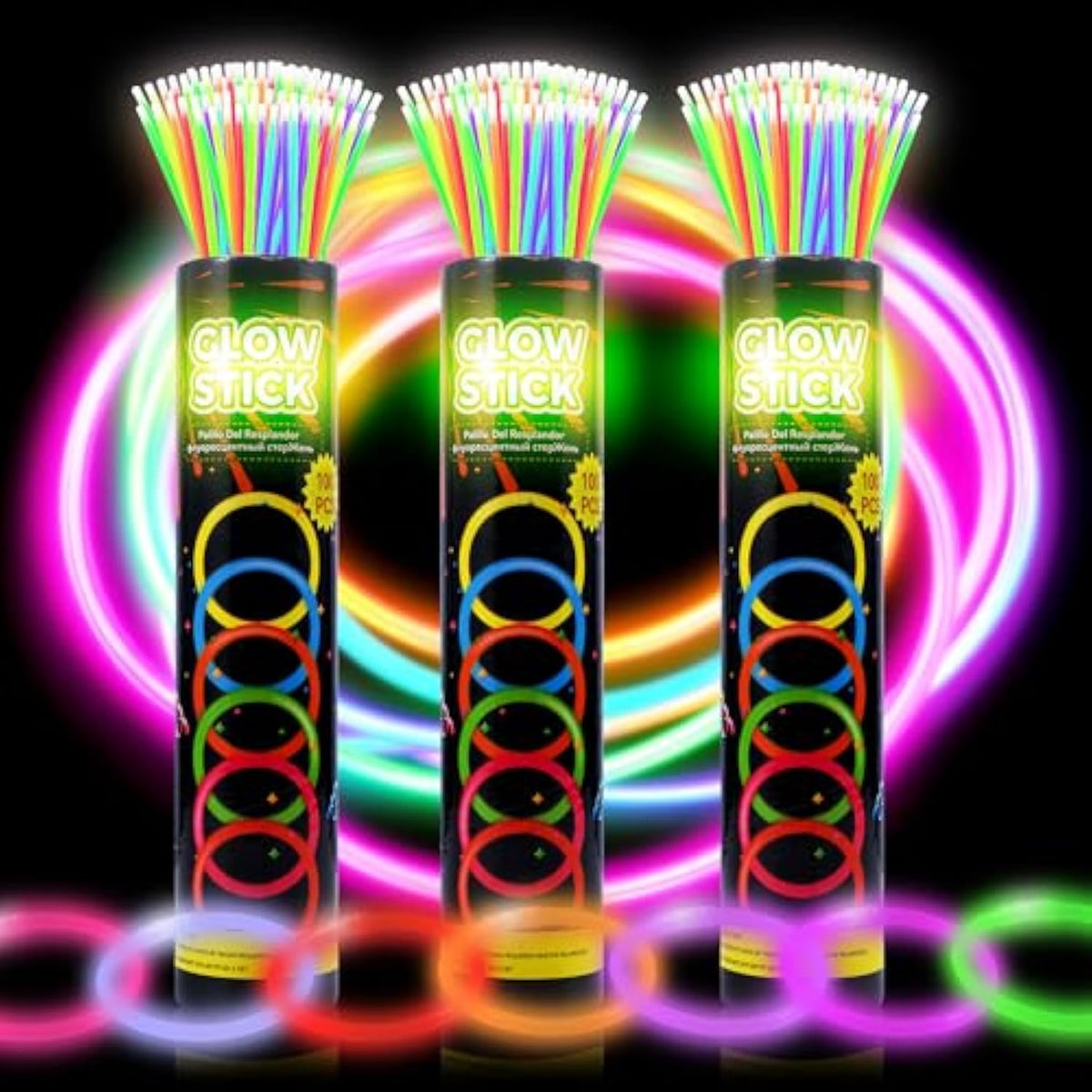 300 Ultra Glow Sticks Bulk Party Pack?8" Neon Glowsticks Easter Party Favors?Glow Sticks For Kids?Halloween Glow In The Dark Party Supplies Pack?With Bracelets And Necklaces