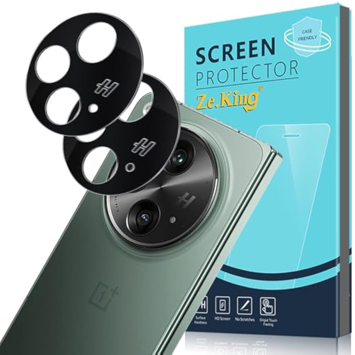 [3 Pack Camera Lens Protector For Oneplus Open Tempered Glass Full Coverage,Case Friendly No-Bubble High Definition [Easy Installation]