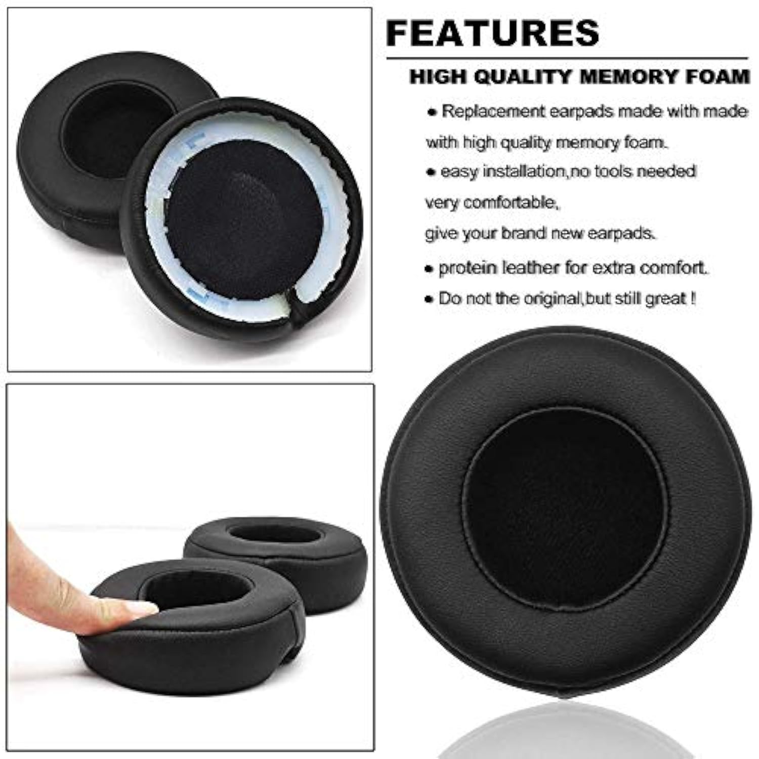 Pro Earpads Replacement Ear Pads Cushion Cover Ear Cups Repair Parts Compatible With Monster Beats By Dr. Dre Pro Detox Headphones Black