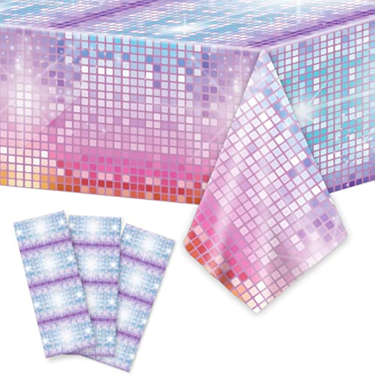 3 Pcs Disco Tablecloth Las Vegas Casino Theme Table Cover Table Decorations For 60S 70S 80S 90S Disco Birthday Party Supplies
