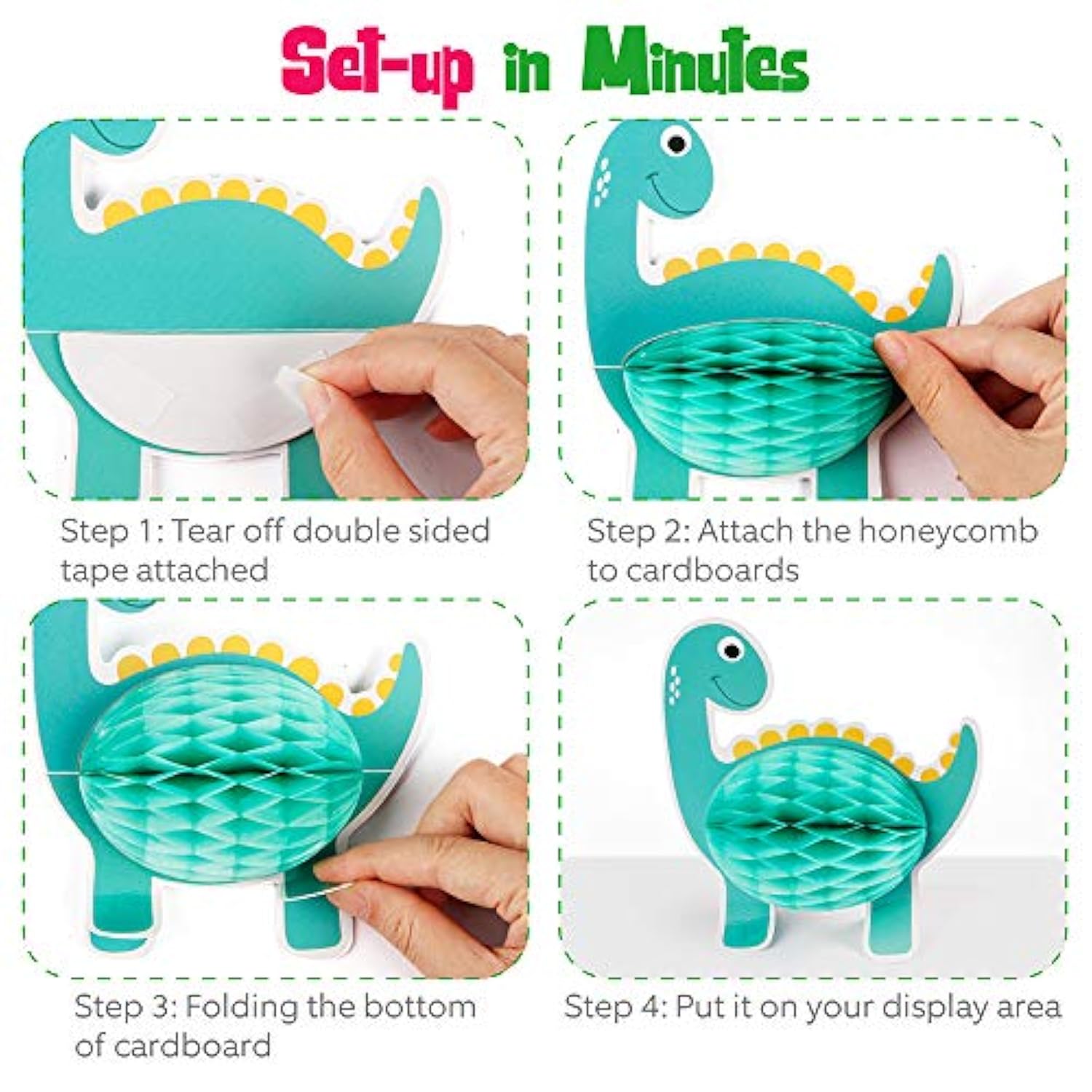 12 Pieces Dinosaur Party Honeycomb Centerpieces Table Decorations, Dinosaur Birthday Party Supplies Paper Center Piece Table Topper For Kids Boys T-Rex Theme Party Baby Shower Decor