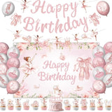 Ballerina Birthday Party Decorations Include Banner-Backdrop-Balloons-Cake Topper-Cupcake Toppers For Ballet Birthday Party Decorations