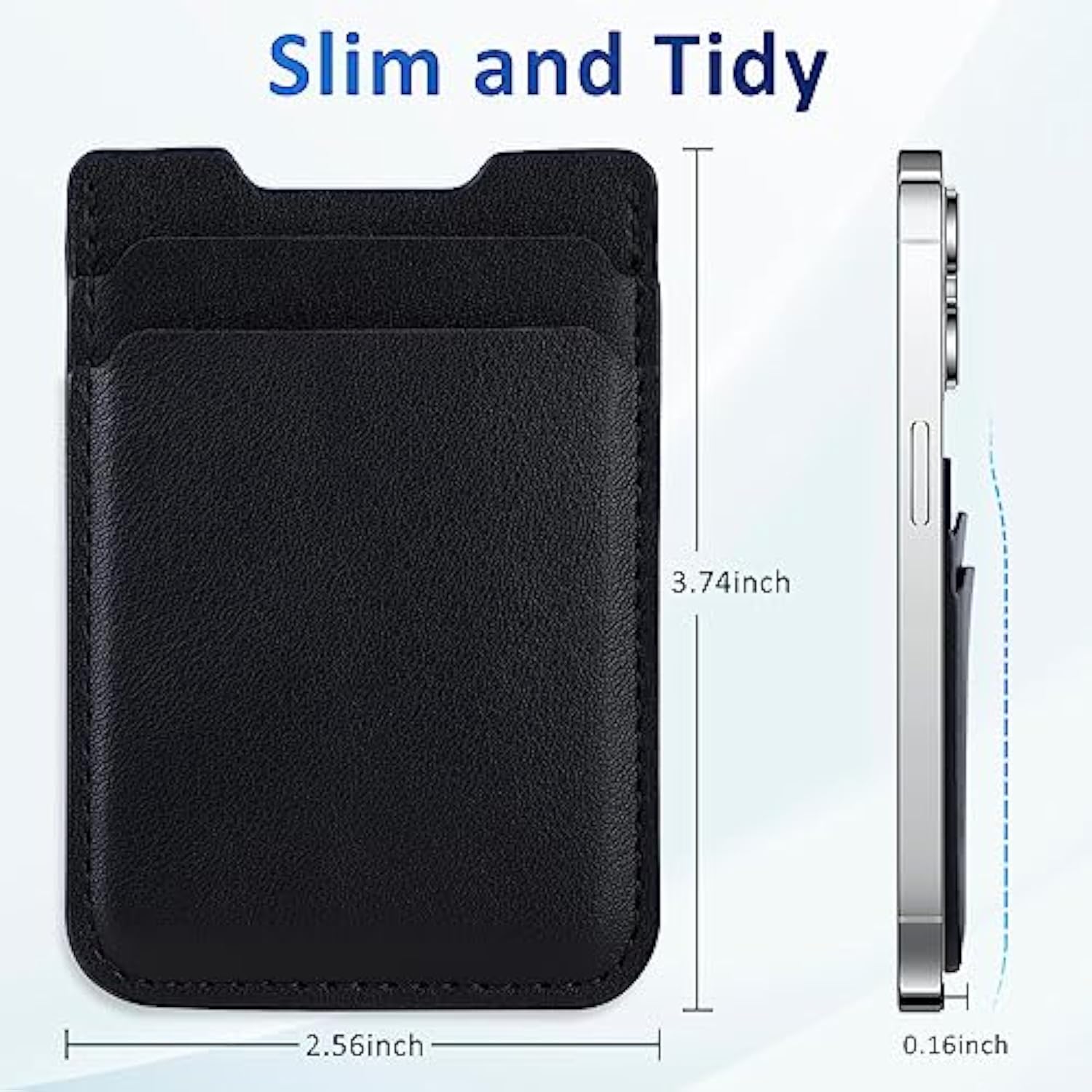 2-Pack Leather Stick-On Phone Wallet, Double Pocket for iPhone, Android - Black