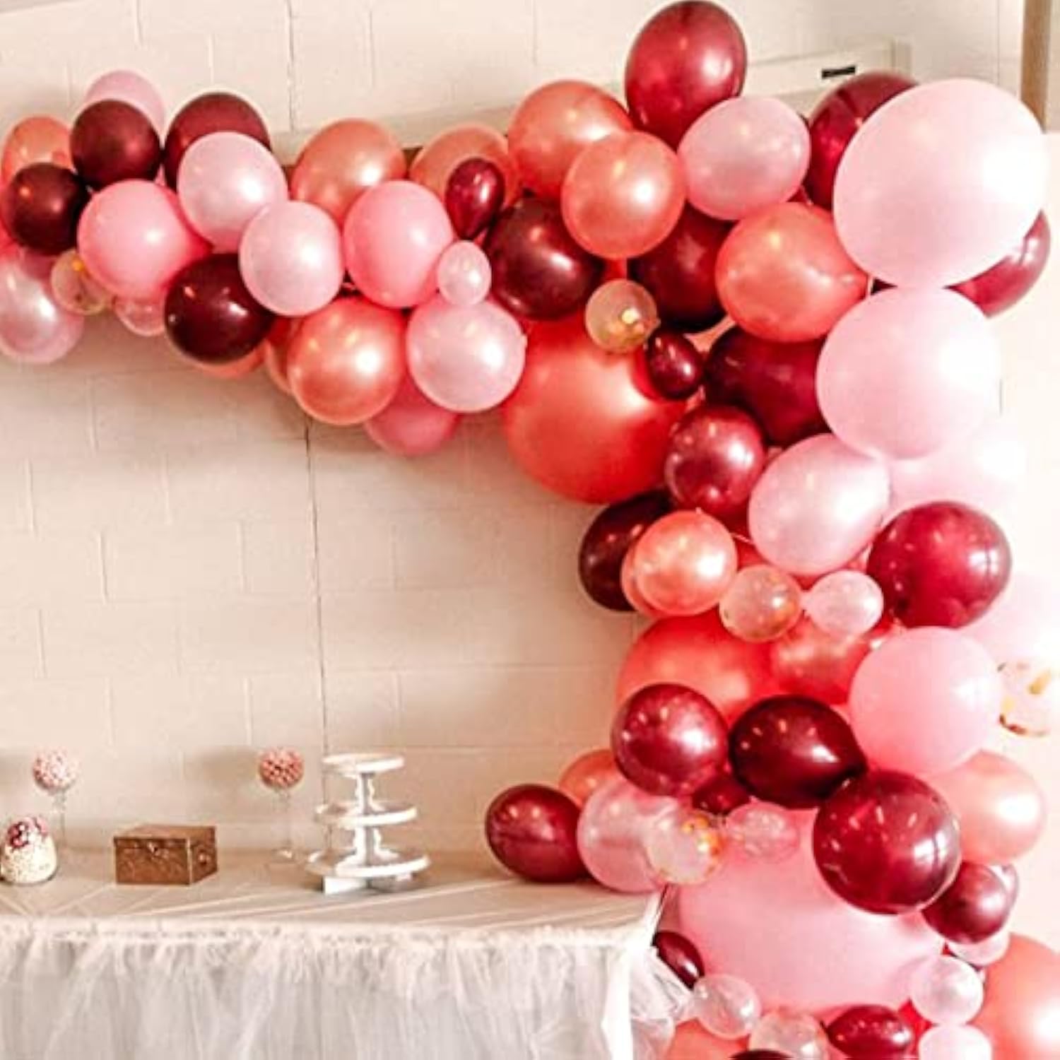 Valentine Day Party Balloons Garland Arch Kit With Pink Red Heart Ball