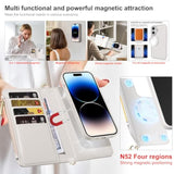 For Iphone 16 Pro(6.3 Inches) Detachable Wallet Case With Crossbody.Multi-Function 2 In 1 Magnetic Wallet Case With Card Holder.Flip Strap Zipper Phone Case With Shoulder Straps