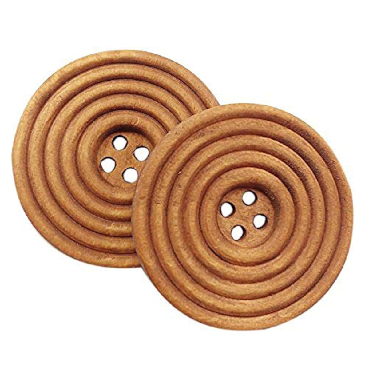 30Pcs 40Mm 1 1/2" Round Brown Wood Buttons 4 Holes Craft Sewing Button