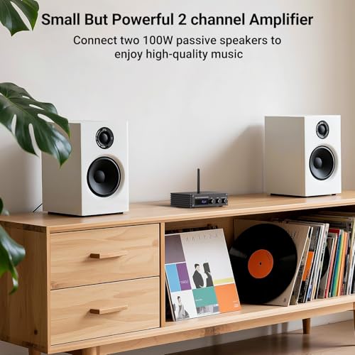 Bluetooth Audio Stereo Amplifier, 200W Dual Channel Mini Hi-Fi Stereo Receiver, 2.0CH Power Amp w/HDMI(ARC), Opt, Coax, USB, RCA for Home Speakers