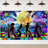 Disco Backdrop Back To 70S 80S 90S Dance Party Decorations Banner Let'S Boogie Birthday Party Photo Booth Backdrops 70.8 X 43.3 Inch Background