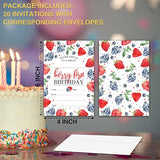 Birthday Invitations, 4"X6" Berry First Strawberry And Blueberry Birthday Party Invitations With Envelopes For Baby Girl 1St Birthday Party Decorations Supplies(20 Pieces)-C05