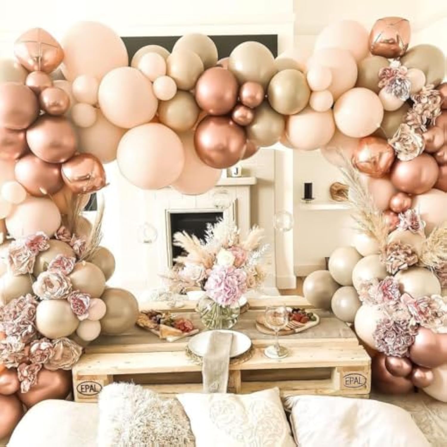 84pcs Blush Ivory Nude Brown Cream Balloon Garland Arch Kit for Boho Parties