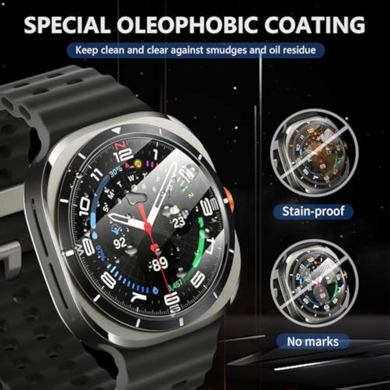 4-Pack Samsung Galaxy Watch 6 7 Screen Protector 9H Anti-Scratch Glass