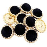 10Pcs Round Shank Buttons For Sewing Black Velvet Gold Button Crafts C
