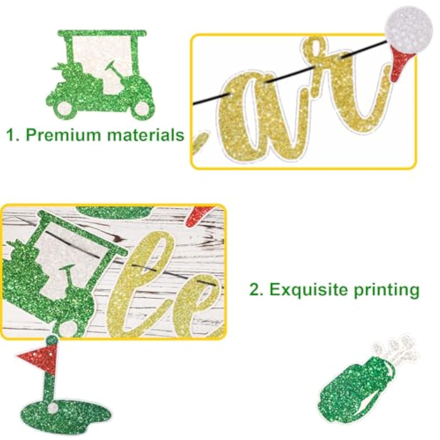 Let’s Par-Tee Banner Golf Themed Birthday & Retirement Party Glitter Garland