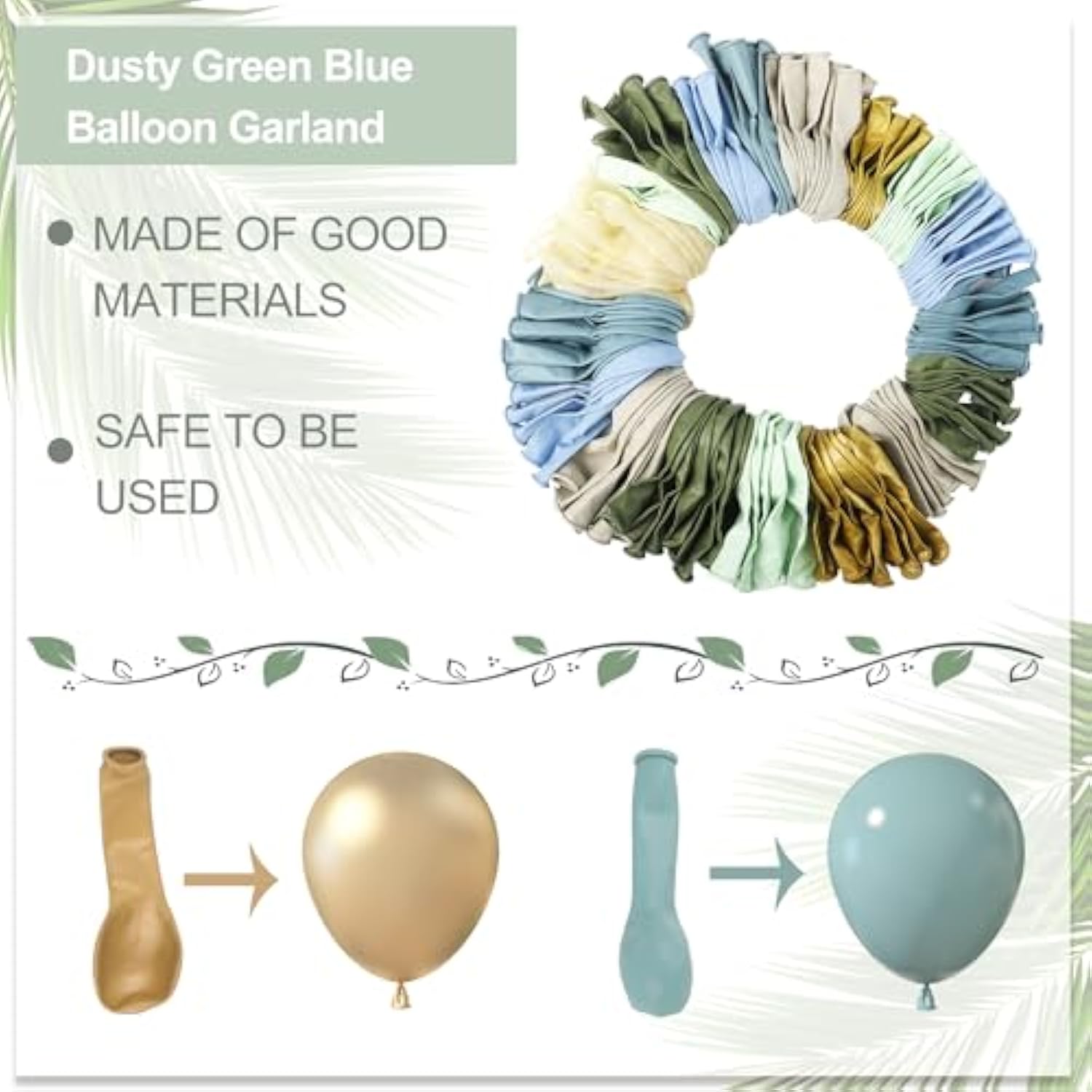 173Pcs Blue Green Balloon Garland Kit – Boho Party Arch for Baby Shower, Wedding & More