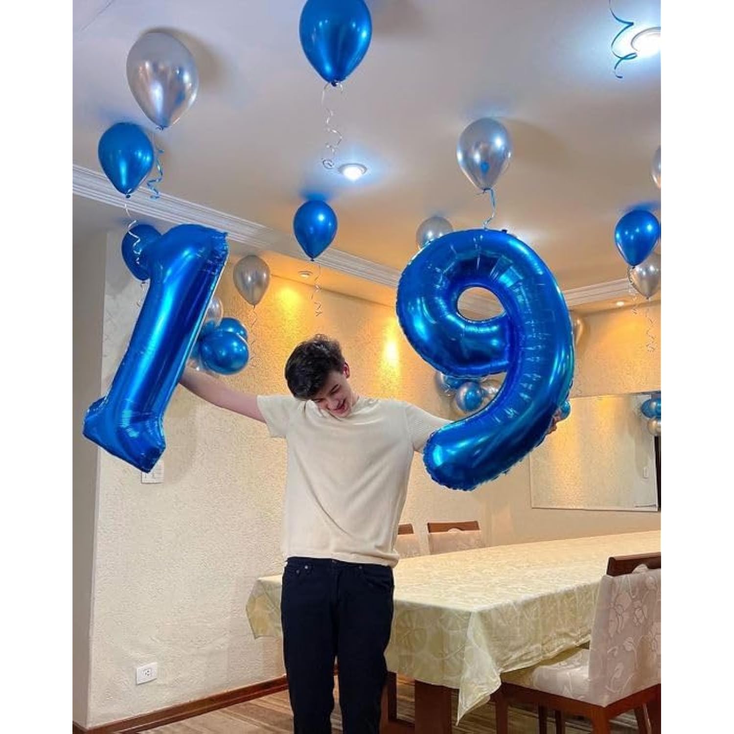 40 Inch Navy Blue 1 Balloon For First Birthday, Blue One 1St Number Balloon Birthday Decorations For Boy Man Toddler Baby, 10Th 21St, Giant Number 1 Balloon