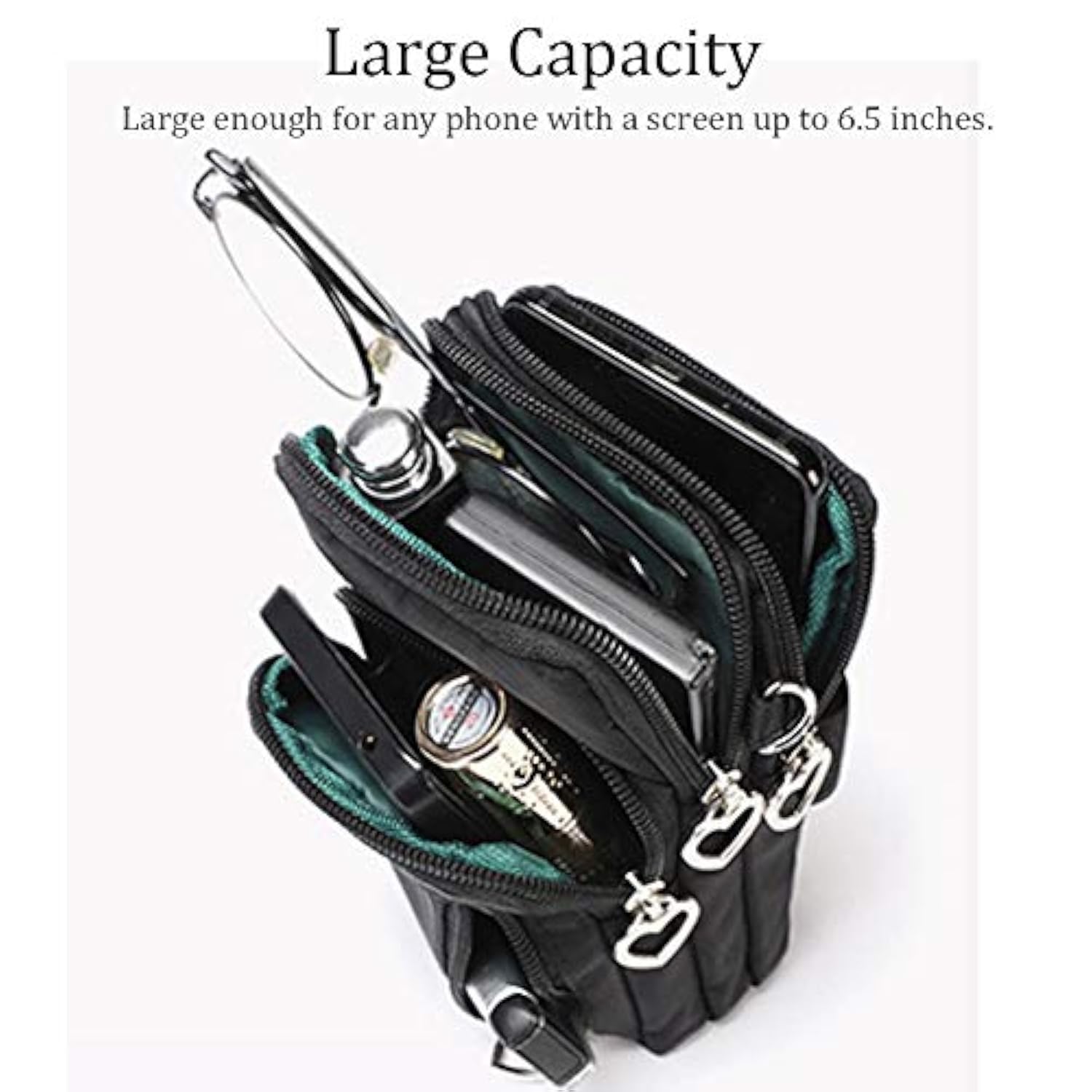 Outdoor Sweat-Proof Running Armbag Cross-Body Shoulder Casual Wallet Purse Crossbody Bag Gym Fitness Cell Phone Key Holder For 13 12 Pro Max Xs Max/Xr,Galaxy Note 10, P30 Pro,Black