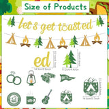 10Pcs Camp Bachelorette Decorations, "Let's Get Toasted" Banner & Hanging Swirls