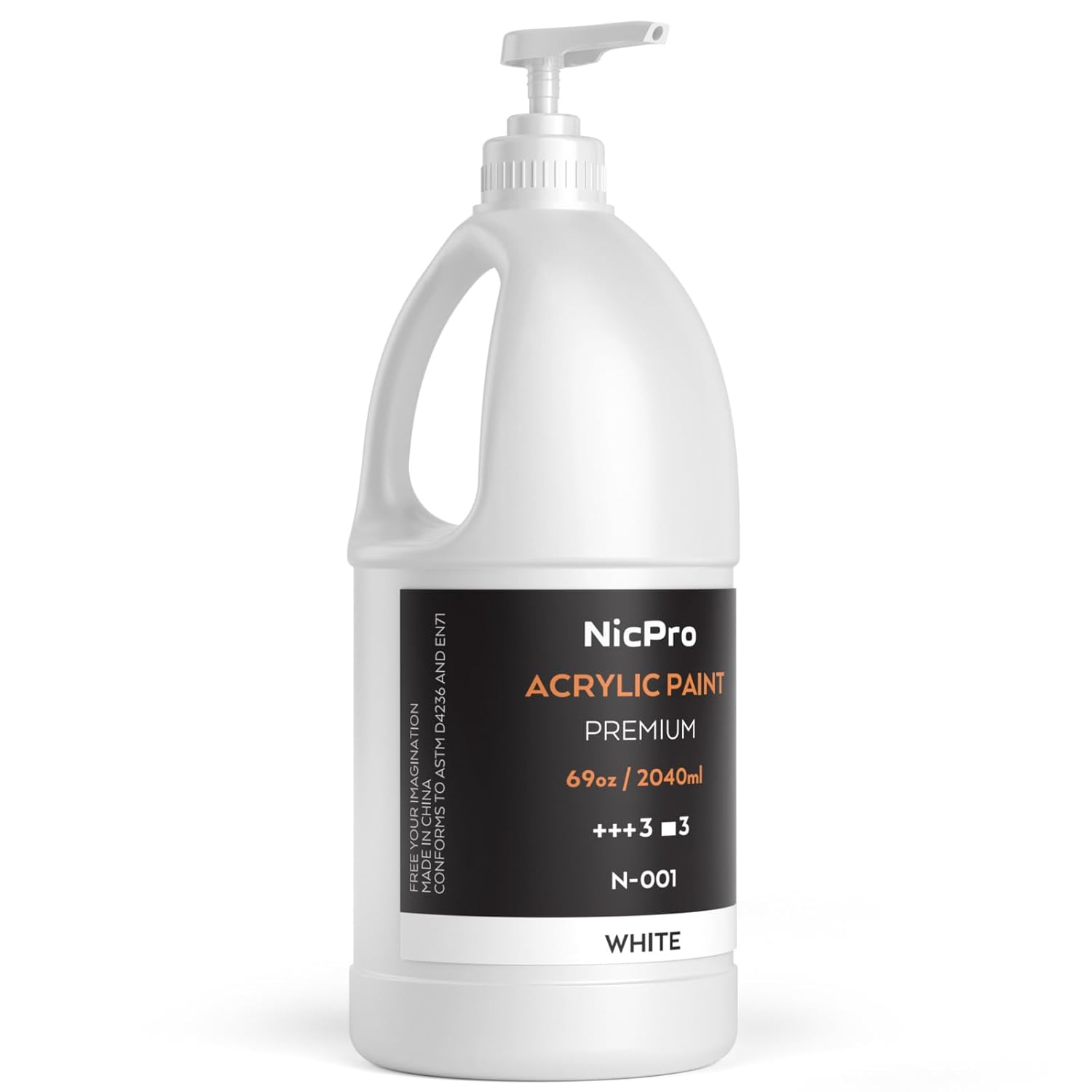 White Large Acrylic Paint Set (69 Oz, 2040 Ml) Rich Art Painting Supplies Non Toxic For Multi Surface, Canvas, Wood, Leather, Fabric Stone Craft, For Beginner & Artist With Pump