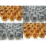 50 Silk Flower Gold & Silver Roses Flower Head - 1.75" - Artificial Flowers Heads Fabric Floral Supplies Wholesale Lot For Wedding Flowers Accessories Make Bridal Hair Clips Headbands Dress