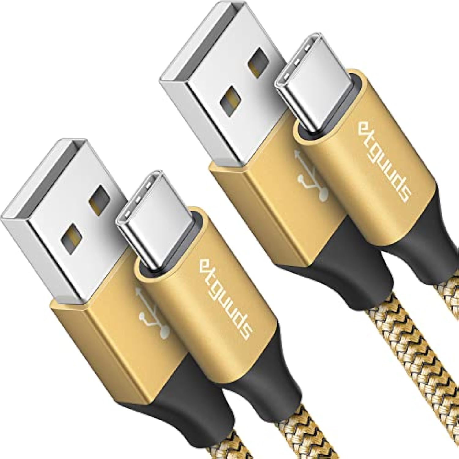 Gold Usb C Cable 3.3Ft Fast Charging, 2-Pack Type C Cable Braided Usb To Usb C