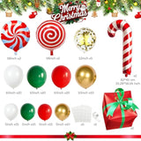 139 Pcs Christmas Balloon Garland Kit with Red Green White Gold and Foil Balloons