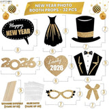 32 Pc 2026 Glitter New Year Photo Booth Props for Party Decorations