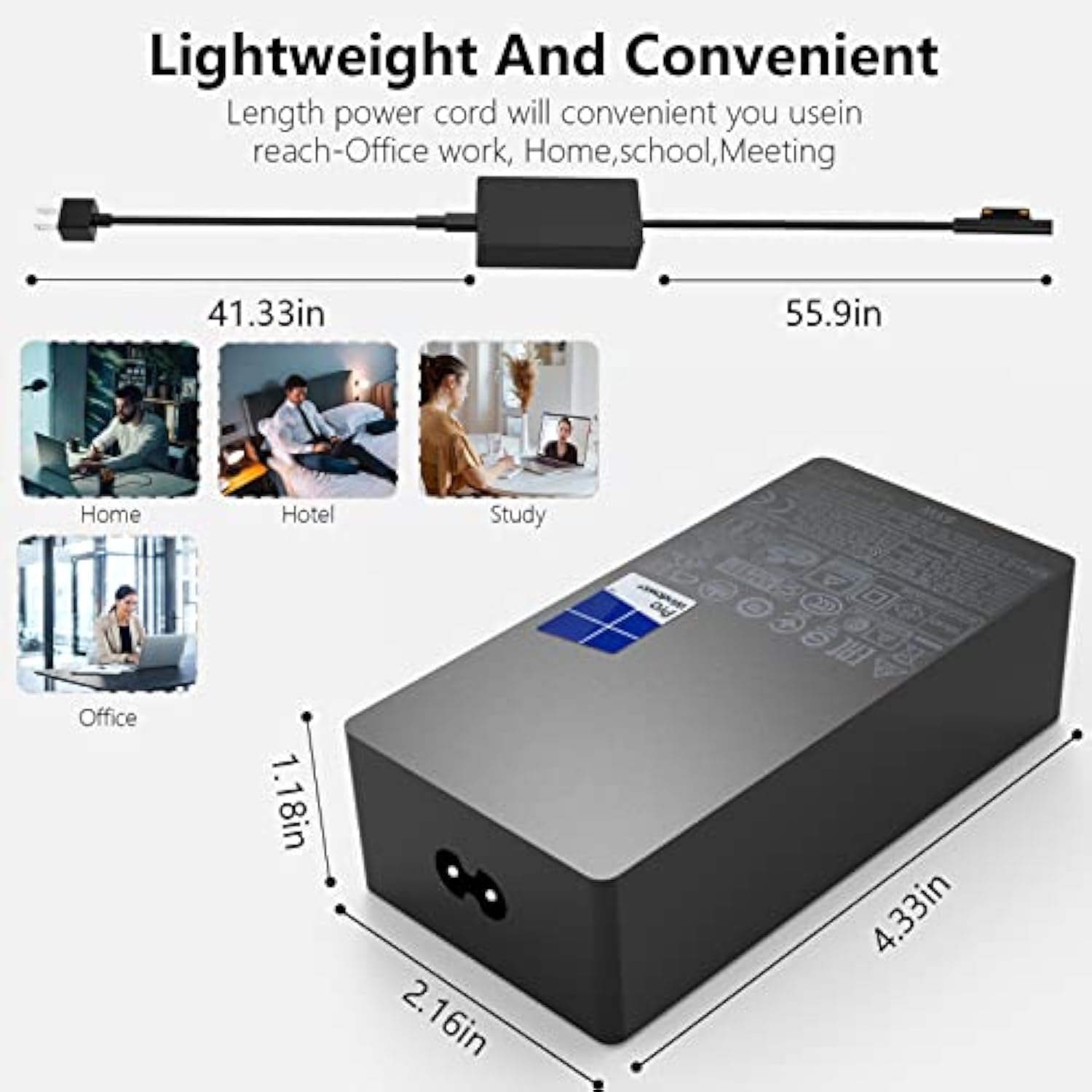 Surface Pro Charger 65W Fit For Microsoft Surface Pro 9 8 7+ 7 6 5 4 3 X Surface Laptop 6 5 4 3 2 1 Surface Go 1 2 3 Surface Book 3 2 1 1866 1796 1800 Laptop
