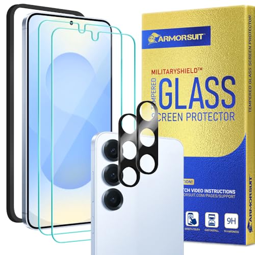 2+2 Pack for Samsung Galaxy S25 Plus 6.7-inch Tempered Glass Screen Protector with Camera Lens Protector, MilitaryShield 9H HD Clear, Case Friendly,