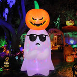 6.2 FT Halloween Inflatables Ghost with Pumpkin Outdoor Decorations Blow Up Yard with Built-in LEDs for Garden Lawn Indoor Party Decor