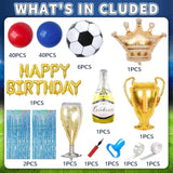 Soccer Birthday Party Set with Blue & Red Balloon Arch for Kids