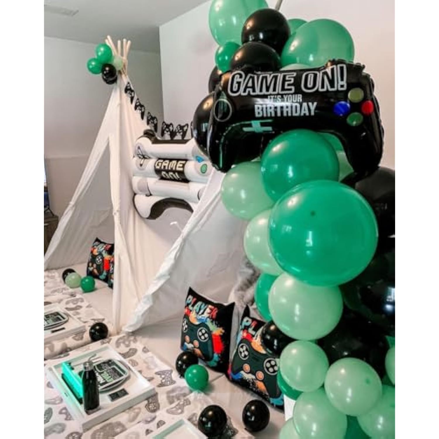 2 Pcs Video Game Controller Mylar Balloon Theme Party Boys Gaming Birthday Decorations