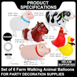 Walking Farm Animals Balloons Walking Animals Balloons For Kids Birthday Party Bbq Party Farm Theme Party Decorations Pack Of 6