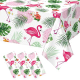 3 Pack Summer Flamingo Tablecloth Party Decorations, Hawaiian Tropical Plastic Table Cloth, Disposable Luau Table Cover For Summer Flamingo Picnic Birthday Party Supplies Decorations, 54” X 108”