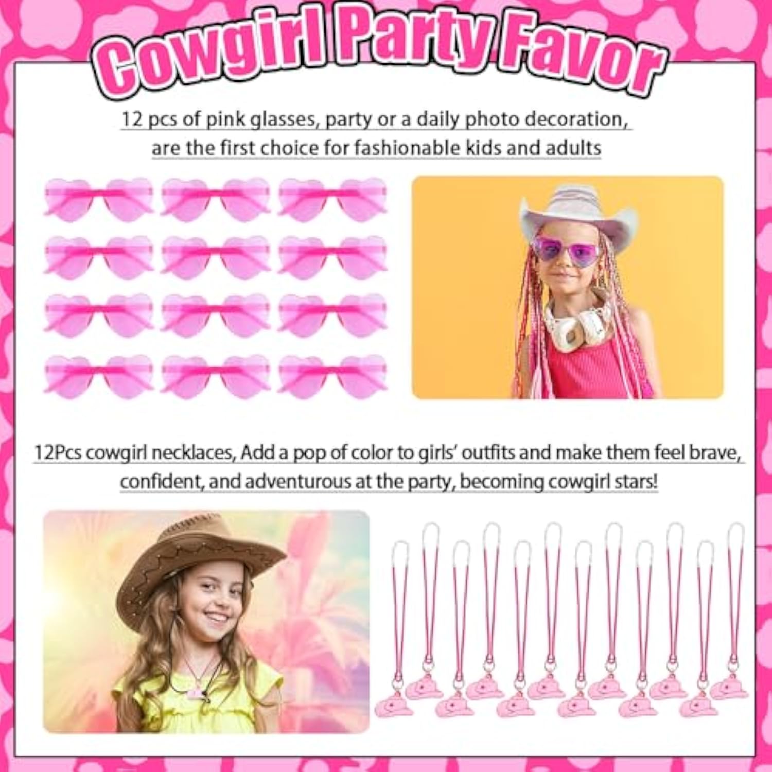 145Pcs Cowgirl Party Favors - 12 Guests Set | Pink Goodie Bag Stuffers For Kids Girls' Birthday | Pinata Filler & Classroom Rewards