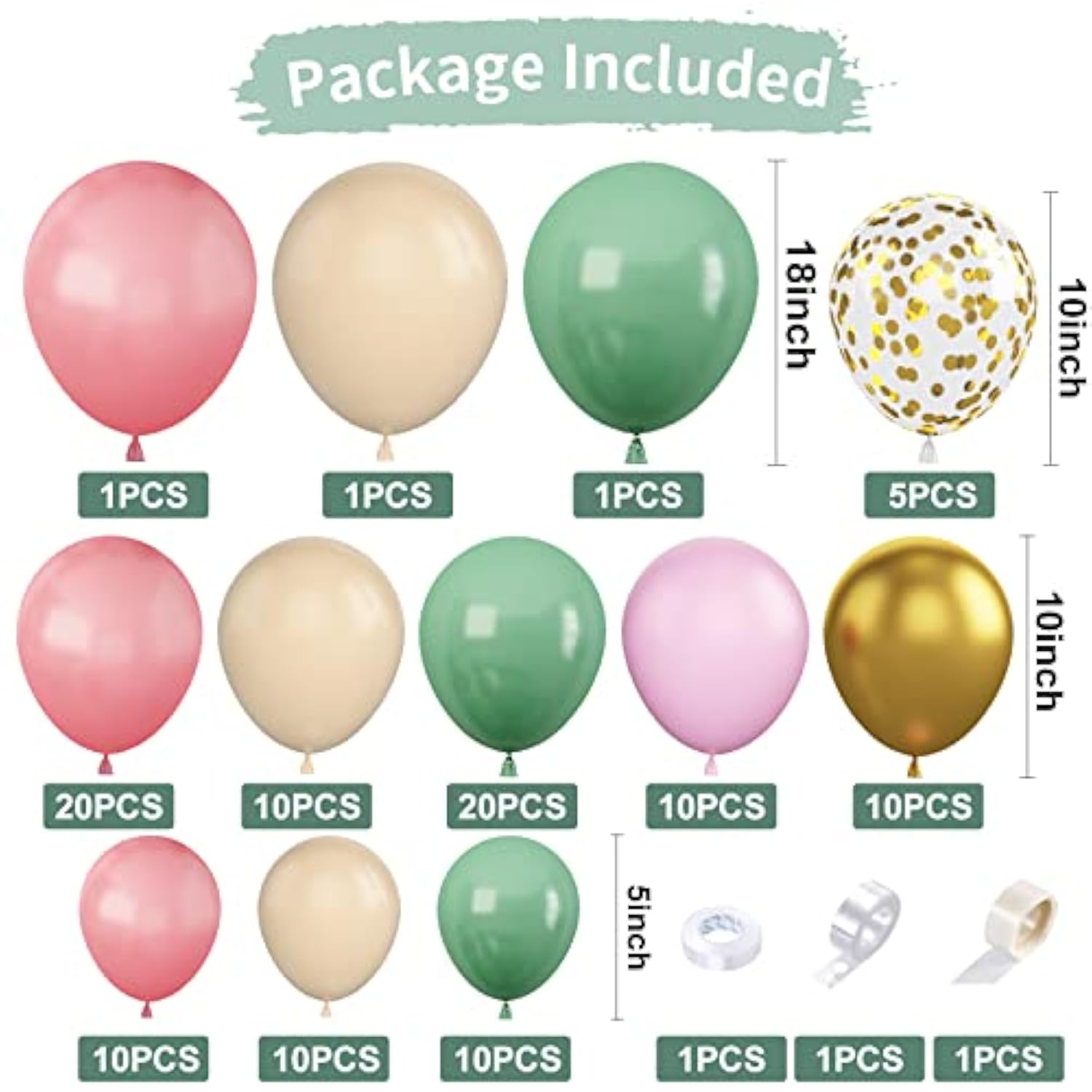 Sage Green Pink Balloon Garland Arch Kit, 116Pcs Retro Pink Apricot Me
