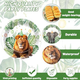 60Pcs Jungle Safari Party Plates 7Inch Wild Animals Birthday Paper Dinnerware Plate Set Safari Animal Themed Decorations For Boys Girls Baby Shower Supplies Gender Reveal Kids Birthday Favors