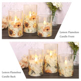 Autumn Sunflower Flameless Candles Remote Real Wax Flickering Battery Operated Glass Candles - Home Party Bedroom Birthday Christmas Summer Fall Decorations