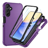 For Samsung Galaxy A14 5G Phone Case Lilac Purple/Black | Hd Screen Protector, Heavy Duty, 3 Layer, Hybrid, Shock Proof, Protective, Rugged Bumper, Pc And Tpu, Cover Case