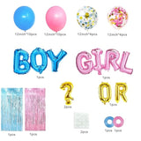 Gender Reveal Kit Pink Blue Balloons Foil Balloons Tinsel Curtain Backdrop