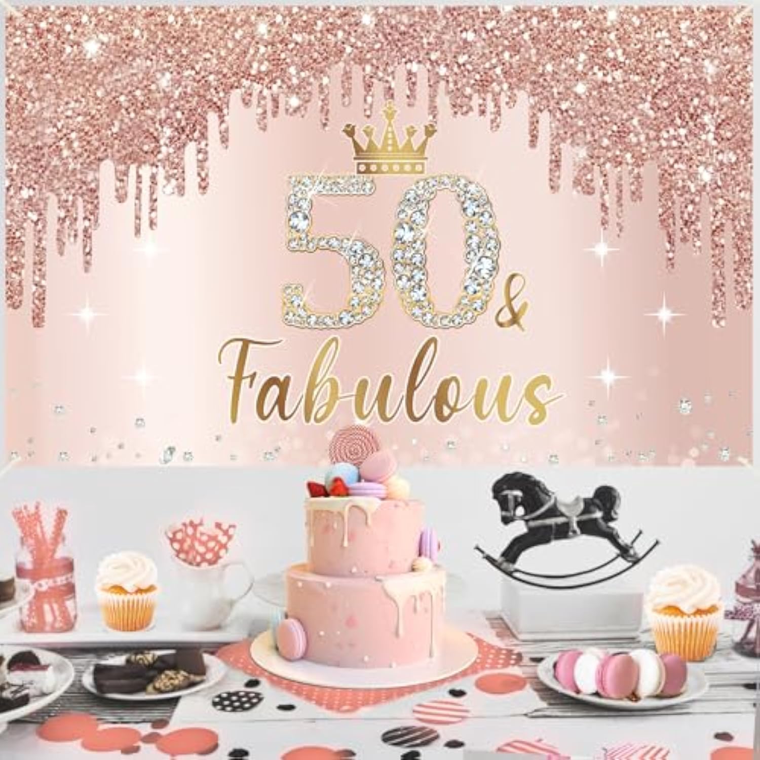 Pink Rose Gold 60Th Birthday Banner Decorations For Women, Happy 60Th Birthday Banner Backdrop Party Supplies, Sixty Years Old Bday Background Photo Sign For Indoor Outdoor